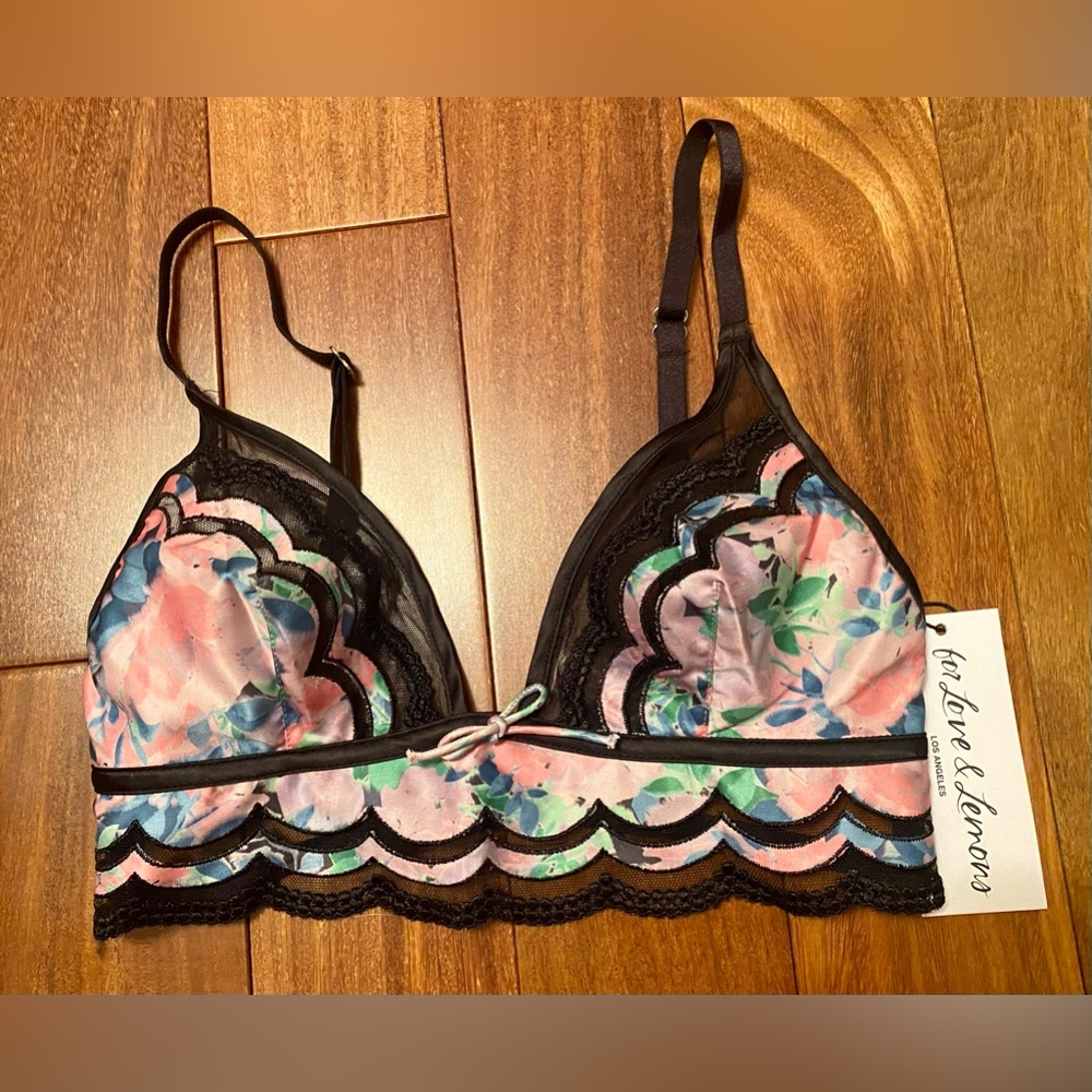 For Love and Lemons Odette Floral Triangle Bra, XS, NWT